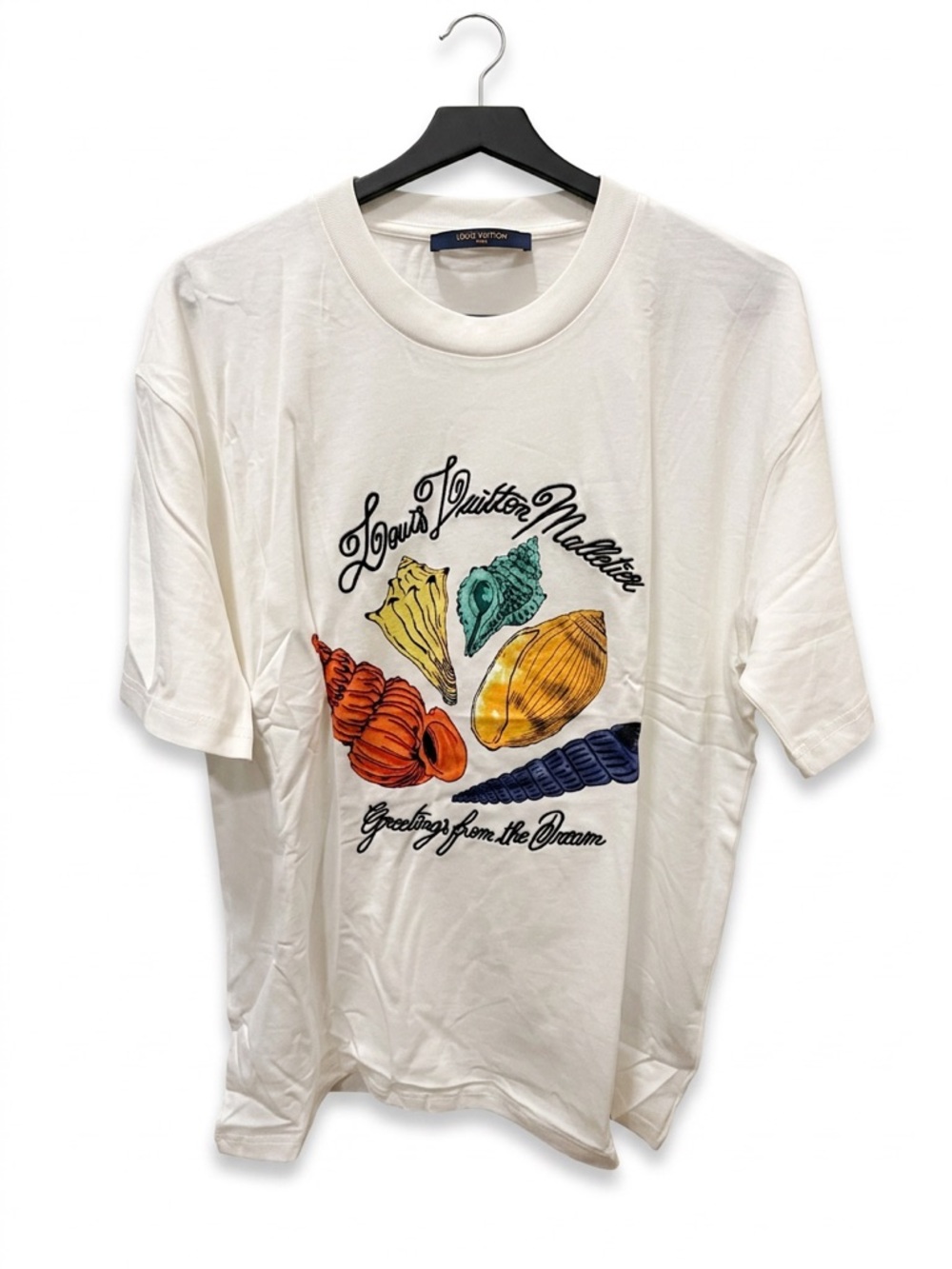 Louis Vuitton White Short-Sleeve Tee with Multicolor Shell Graphic